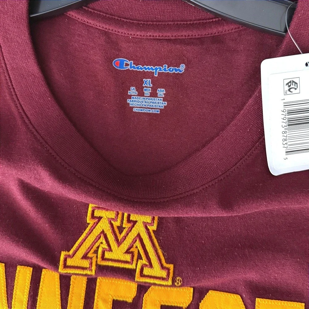 NWT Champion Minnesota Golden Gophers T-Shirt Mens XL Maroon NCAA Short Sleeve - Picture 8 of 10